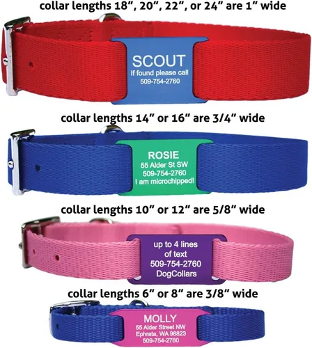 Vista 3 de GoTags Collar de perro con placa de identificación deslizante, collar de perro de nailon duradero y placa de identificación personalizada para perro