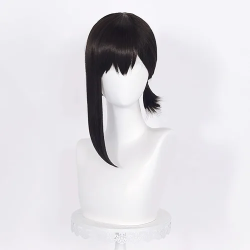 Vista 5 de Probeauty Peluca negra para mujer, pelucas de disfraz de anime con cubos de pelo + gorra de peluca