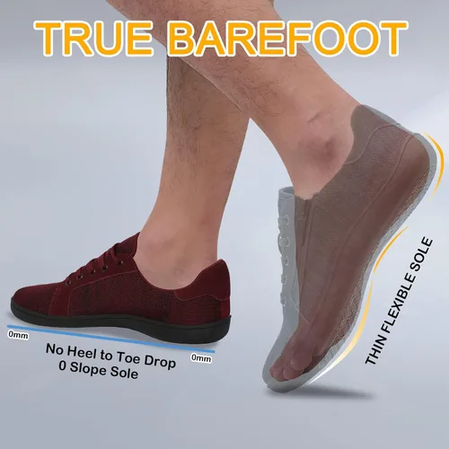 Vista 5 de SKASO Zapatos para caminar descalzos para hombre, puntera ancha, sin caída, minimalistas, cómodos, zapatos casuales para gimnasio, conducir oficina