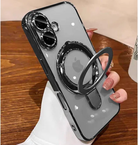 Vista 25 de Funda transparente con soporte magnético invisible para iPhone 14 Pro con protector de lente de cámara incorporado Compatible con MagSafe, cubierta