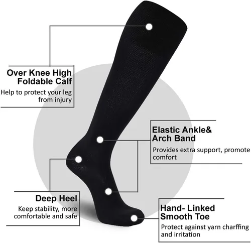 Vista 4 de FOOTPLUS Calcetines de béisbol y sóftbol, unisex, por encima de la rodilla, sólidos, deportivos, rugby, fútbol, regreso a casa