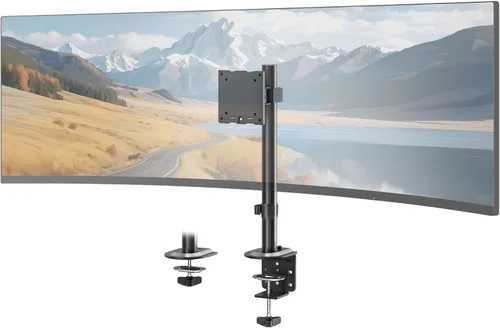 Vista 9 de Brazo de monitor único para pantallas de hasta 49 pulgadas, soporte de montaje para monitor ultra ancho, perfil bajo