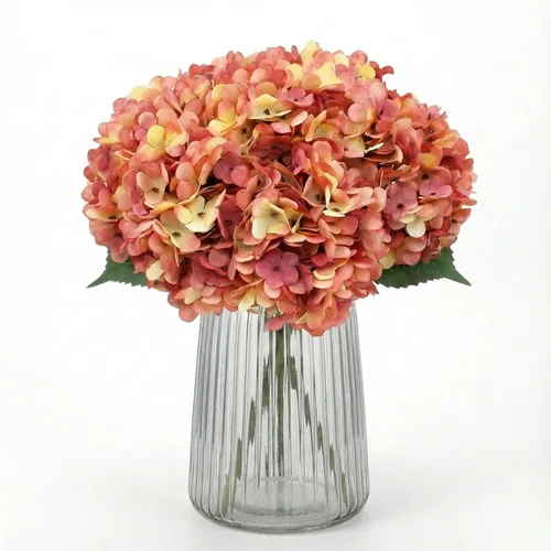Vista 15 de 5 piezas de flores artificiales falsas, hortensias de seda, 1 arreglos de cabeza de flor, ramos de boda, decoración floral de plástico, centros