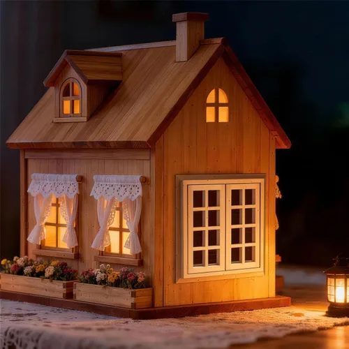 Vista 9 de Toyvian - Ventana de casa de muñecas, ventana miniatura de madera que se