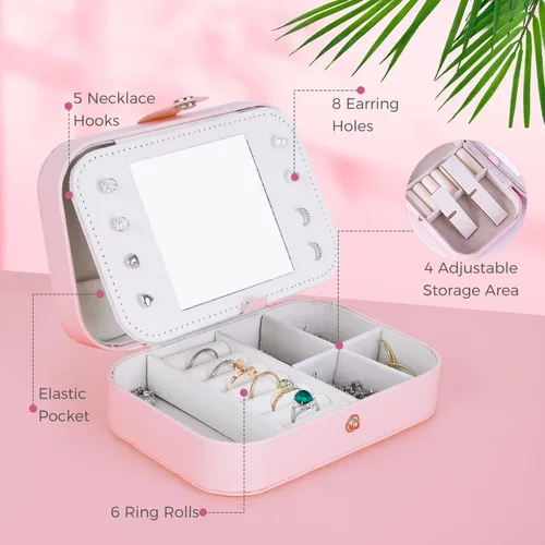 Vista 2 de Uygafly Organizador de joyas Estuche de joyería de moda para viaje, organizador de viaje personalizado, regalos para adolescentes, regalos
