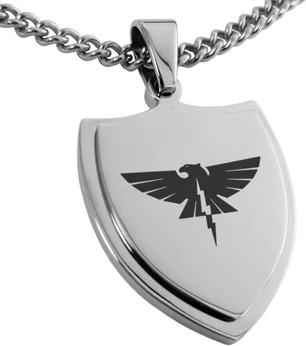 Vista 25 de Collar con colgante de escudo de dioses griegos de acero inoxidable