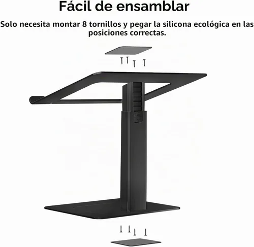 Vista 7 de Soporte para Escritorio de Computadora Portátil, Soporte de Aluminio Ergonómico para Computadora Portátil con Altura Ajustable de 7-15", Elevador