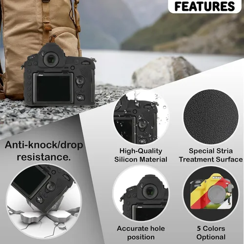 Vista 2 de Funda de cámara para Nikon D850 - Funda protectora de silicona para DSLR, jaula desmontable, a prueba de golpes, a prueba de polvo (negro)