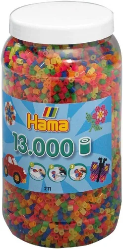 Vista 4 de Hama 211 54 – Tina de cuentas para planchar con aproximadamente 13.000 cuentas transparentes con purpurina. Durchsichtig