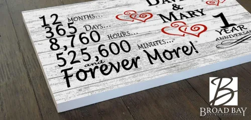 Vista 3 de Letrero personalizado de aniversario de 1 año, regalo de primer aniversario de boda, regalo para días de pareja, minutos, años, madera maciza, 16.5