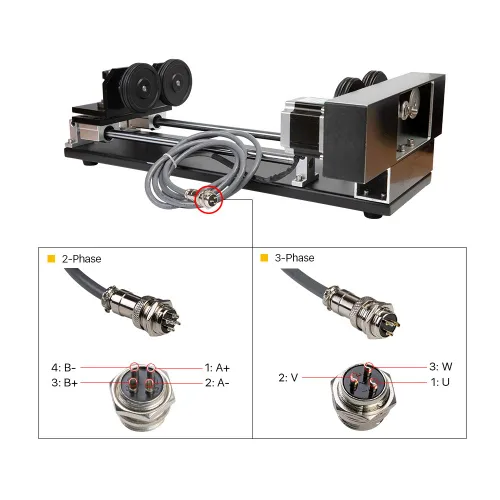 Vista 4 de Cloudray Accesorio giratorio láser de CO2 Eje giratorio de 2 ejes CNC Laser Accesorio giratorio con motor paso a paso 2 fases Nema 23