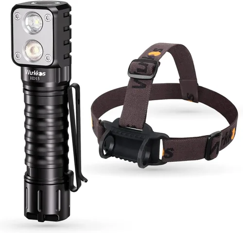 Vista 9 de Wurkkos Linterna frontal LED recargable, HD15 2000lm linterna de ángulo recto con 90 LED LH351D de alto CRI, potente foco LED SST20, IPX8 Rojo