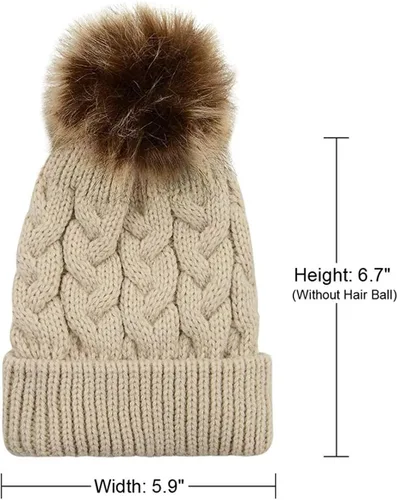 Vista 4 de Gorro de invierno para niñas pequeñas Zando, con pompones, gorras tejidas para bebés y niños