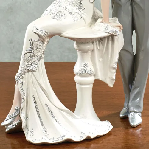 Vista 5 de Touch of Class Love That Lasts Happy Couple Bride Groom - Figura de boda – Resina – Gris, blanco roto – Dapper Duo aniversario o regalo de boda