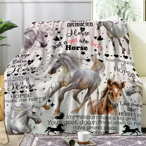 Vista 2 de Manta de caballos regalos para niñas y niños, manta de caballo regalos para decoración de bebé, manta de felpa suave y ligera de franela polar