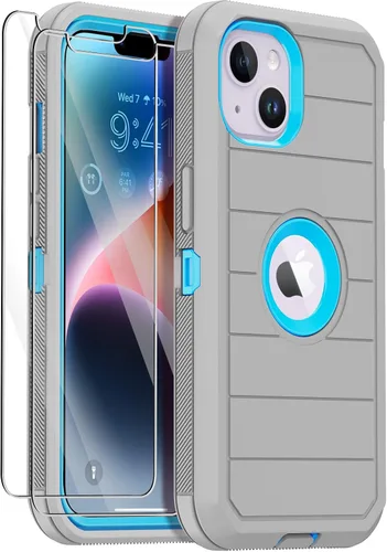 Vista 15 de Funda para iPhone 14 con 2 protectores de pantalla, resistente a los golpes, a prueba de caídas, a prueba de polvo, cuerpo completo, resistente