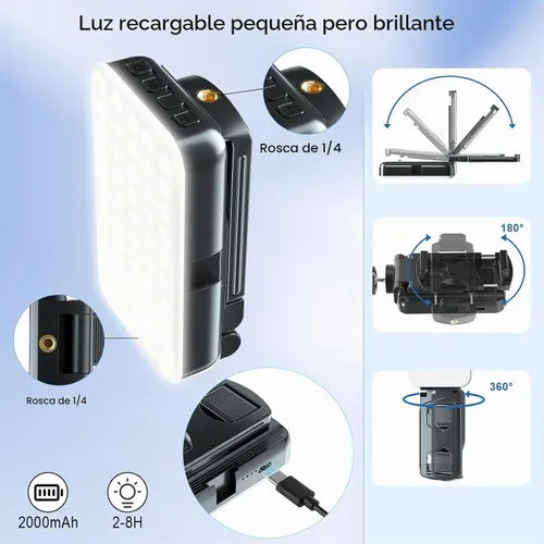 Vista 11 de Trípode para teléfono con luz recargable para cocinar videos, soporte de teléfono móvil con anillo de luz, creador de contenido, grabación de video