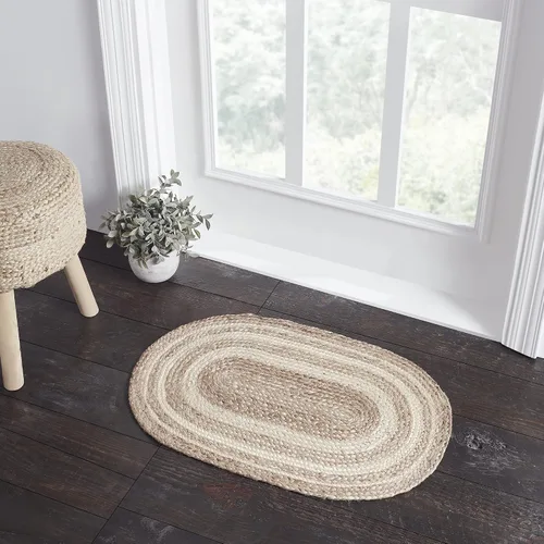 Vista 14 de VHC Brands Alfombra de yute con almohadilla, natural y crema, 3 pies redonda