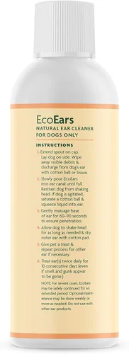 Vista 3 de EcoEars Fórmula para infección de oídos de perros, para picazón, sacudida de cabeza, descarga y olor, natural limpiador multi síntomas de orejas