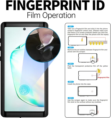 Vista 9 de BEASTEK Funda impermeable para Galaxy Note 10 Serie NRE a prueba de golpes con certificado IP68 con protector de pantalla incorporado Cubierta Azul