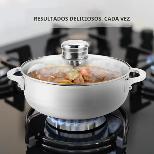 Vista 3 de Alpine Cuisine - Caldero de cocina de aluminio antiadherente de 3.5qt con tapa de vidrio ventilada y asas