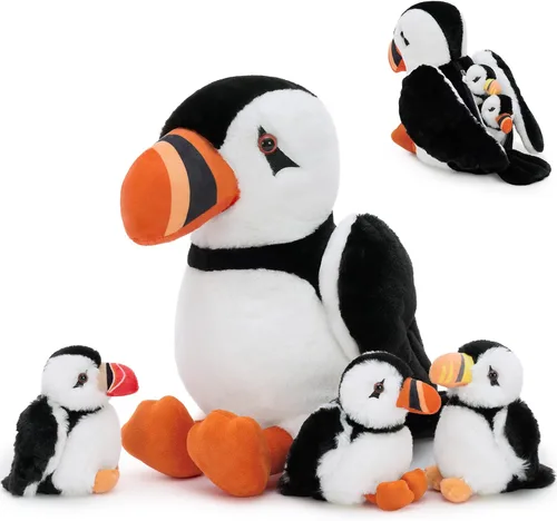 Vista 29 de BENINY - Juego de 4 piezas de peluche de águila calva, 18 pulgadas, mamá águila con 3 bebés