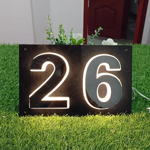 Vista 6 de Letrero de dirección iluminado con números de casa retroiluminados personalizados (4 ~ 5 números)