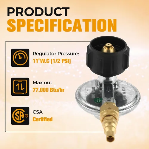 Vista 4 de Regulador rápido de gas propano de 1/4 pulgadas, adaptador de conexión rápida de tanque de propano QCC1 con convertidor de enchufe de conector