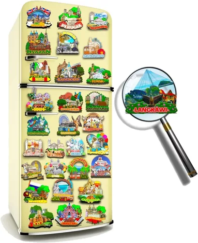 Vista 4 de Imán de Malasia Langkawi para nevera de madera 3D, monumentos de viaje, coleccionables, recuerdos, decoración hecha a mano -615