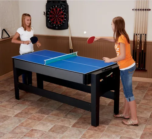 Vista 6 de Fat Cat 3-in-1 6' Flip Multi-Game Table Campo de juego de tela azul