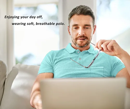 Vista 21 de V VALANCH Polo de golf de manga corta para hombre, estilo casual, con cuello que absorbe la humedad