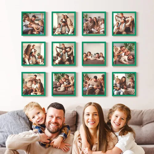 Vista 13 de Renditions Gallery Impresiones fotográficas personalizadas de 8 x 8 con marcos de fotos de madera real. Crea collage de fotos personalizado con Azul