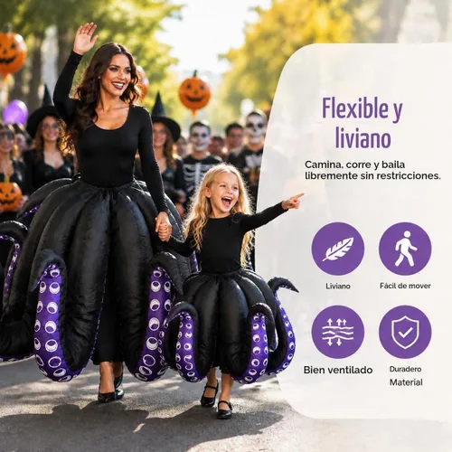 Vista 3 de Disfraz inflable de pulpo de Halloween para niños y niñas