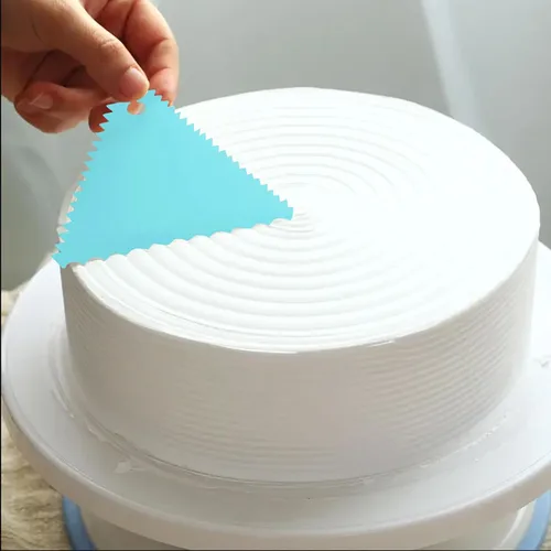 Vista 5 de 6 piezas de raspador de pastel decorando peine y glaseado más suave reutilizable pan crema pizza cortador azul