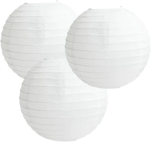 Vista 35 de Paquete de 3 linternas redondas de papel para decoración de boda y fiesta de cumpleaños (azul bebé, 4 pulgadas/3.9 in)