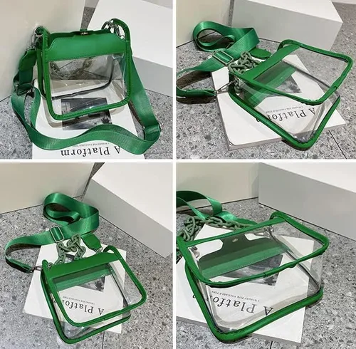 Vista 7 de Bolso transparente para mujer, bolso transparente para concierto, aprobado por estadios, bolso cruzado de hombro, bolso Hobo