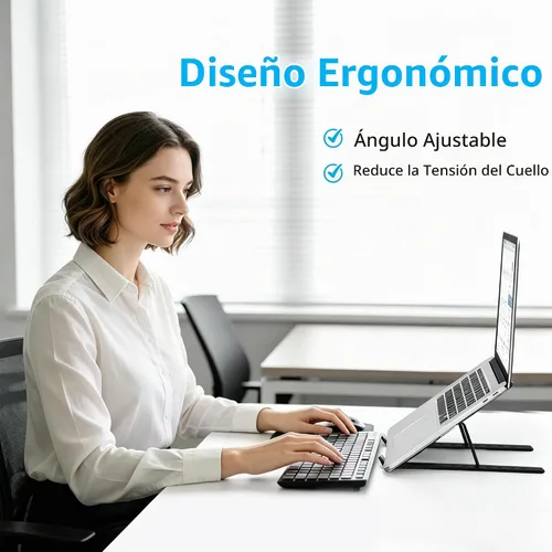Vista 2 de Soporte ajustable para portátil de 7 niveles, elevador Negro