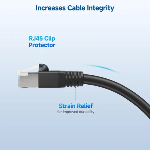 Vista 5 de Cable Matters Paquete de 100 botas de alivio de tensión de 0.315 in, color negro Se adapta a cables de gran diámetro, diseño de arranque sin