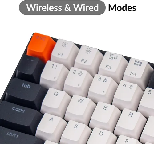 Vista 4 de Keychron K2 - Teclado mecánico con cable Bluetooth inalámbrico y USB con 75 de diseño y 84 teclas intercambiables en caliente para Mac