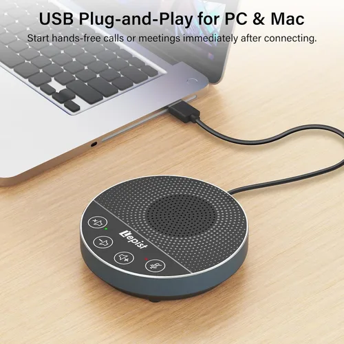 Vista 5 de Altavoz USB Plug & Play, micrófono de conferencia para oficina en Cancelación de ruido, ideal para zoom/equipos/Skype, clases en línea, llamadas