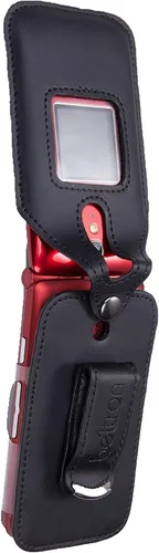 Vista 7 de Funda de cuero ajustable para Alcatel GreatCall Jitterbug Flip Phone para personas mayores, características: clip de cinturón giratorio, protección