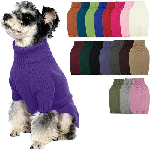Vista 80 de IECOii Suéter de perro salchicha de cuello alto para perros pequeños, medianos y hembras, elástico y transpirable, abrigo de punto cálido, para Negro