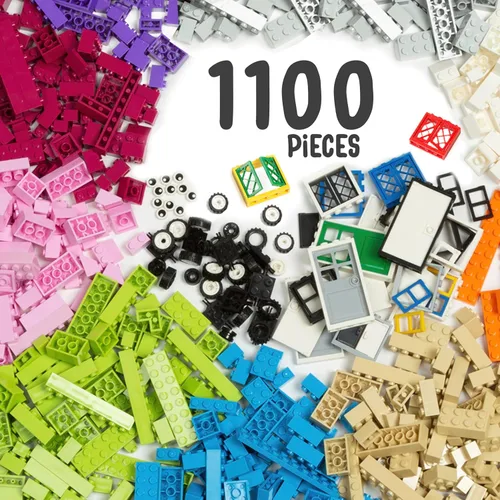 Vista 12 de Play Platoon Juego de ladrillos de construcción de 1100 piezas, 10 bloques de color clásicos, bloques de construcción a granel compatibles