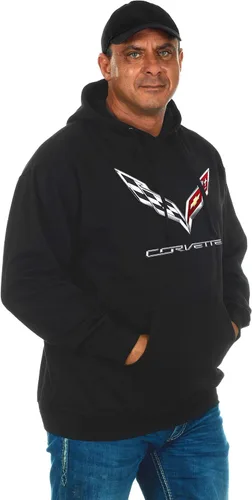 Vista 2 de JH DESIGN GROUP Sudaderas con capucha Chevy Corvette para hombre y con cremallera en 6 estilos, Clg6-negro