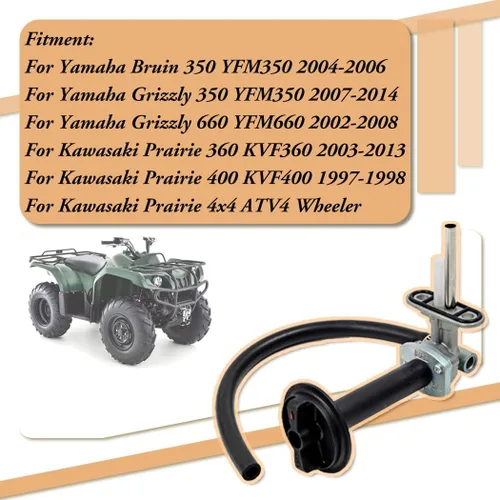 Vista 2 de Earlyred Válvula de gasolina con palanca para Yamaha ATV Grizzly 350 660 Bruin 350 YFM350 YFM660 para Kawasaki Prairie KVF 360 400 Reemplazar