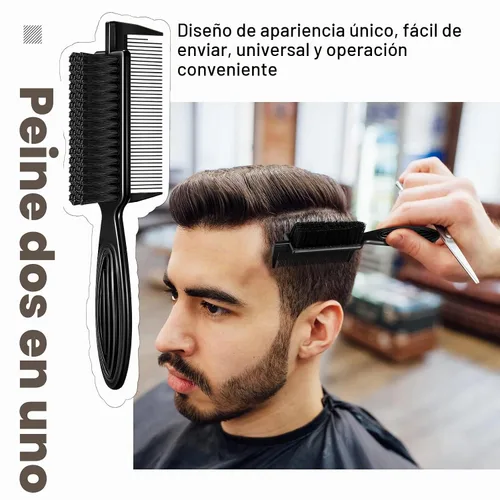 Vista 4 de Rozer 4 piezas de cepillo de peluquero 2 en 1 peine para limpieza de cortaúñas – Herramienta de cepillo de pelo de grado barbero para peluqueros