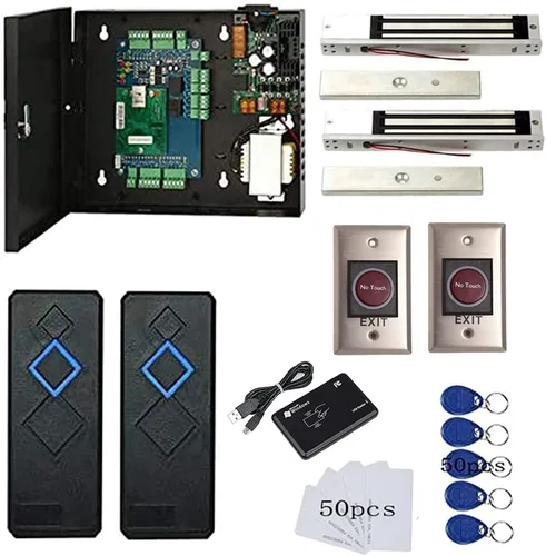 Vista 3 de Sistema de control de acceso de 1 puerta 600 libras de bloqueo magnético Panel de control de acceso Caja de fuente de alimentación de 110 V Lector