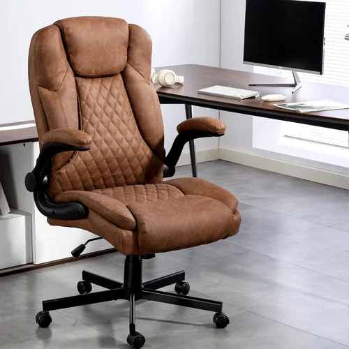 Vista 11 de Silla de oficina grande y alta resistente con brazos abatibles, silla ejecutiva ergonómica de escritorio para el hogar de 450 libras con asiento