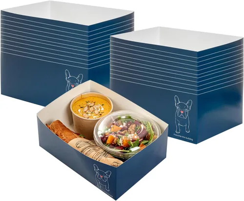 Vista 21 de Restaurantware Bio Tek - Bandejas de hamburguesas de 8.4 x 6 x 3.5 pulgadas, 100 bandejas de papel desechables para alimentos, bandejas de papel