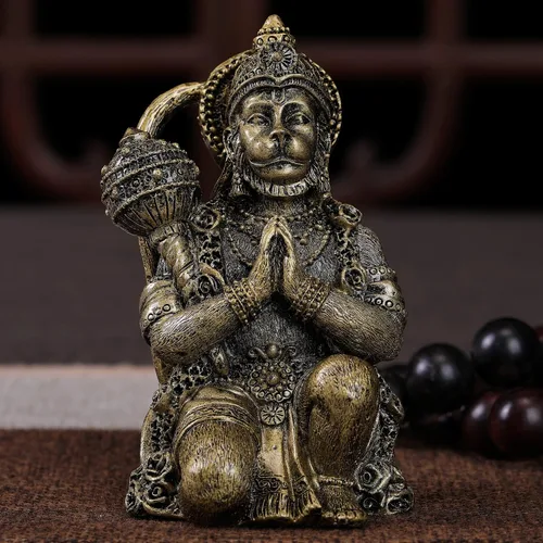 Vista 7 de Estatua hindú del Señor del Dios Volador-Hanuman - Figura mitológica Hanuman para el hogar Templo Mandir Decoración Estatua de mesa